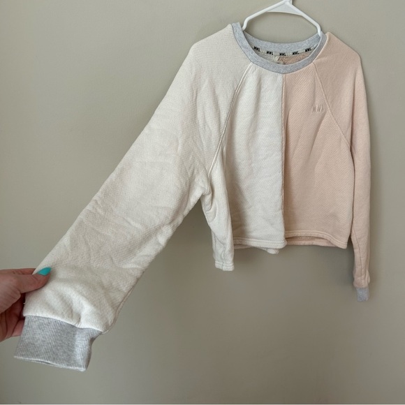 Madewell MWL Airyterry Colorblock Crop Sweatshirt Peach Cream Size Medium - Picture 5 of 9